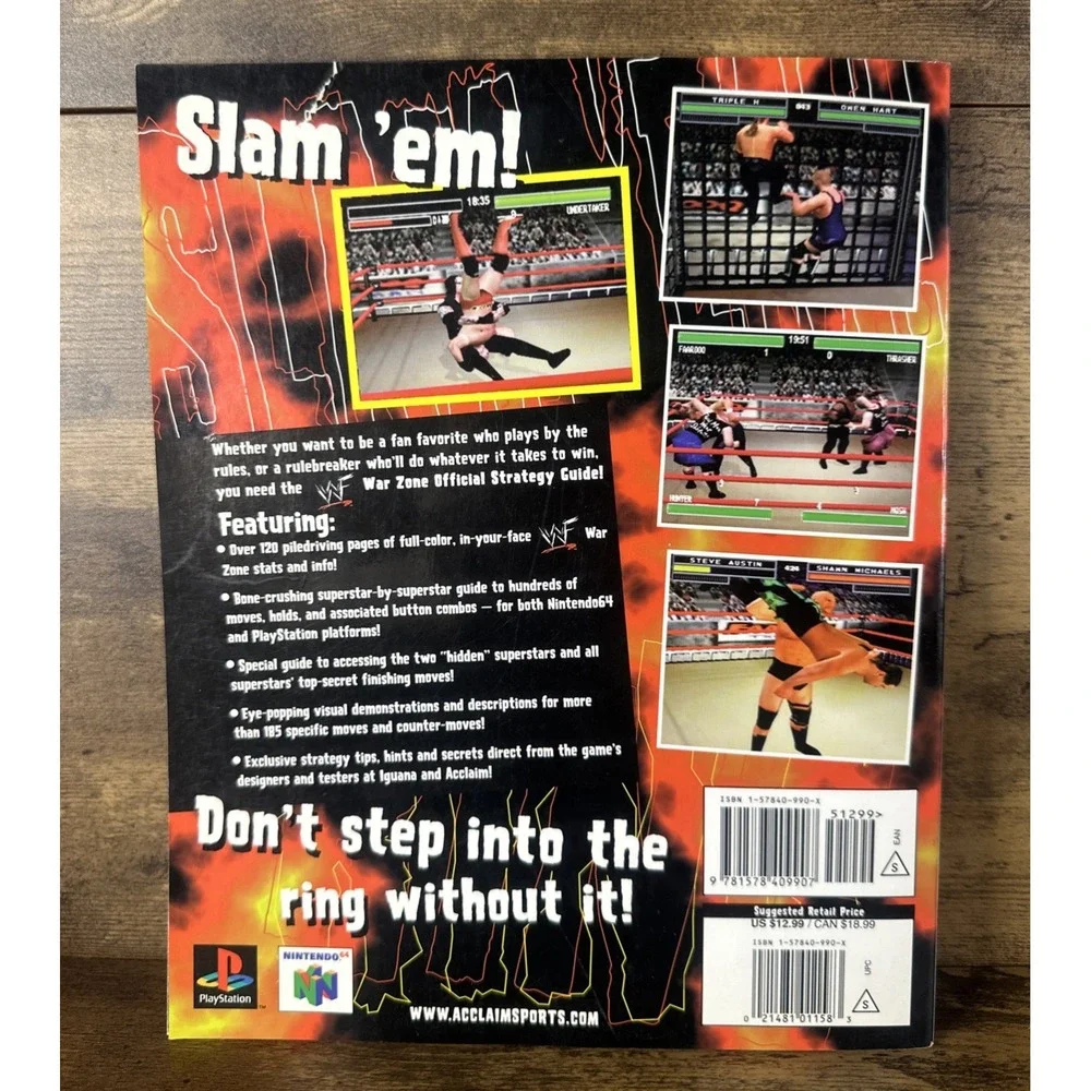 WWF Warzone Nintendo 64 N64 Video Game Cart W/ Official Strategy Guide PS1